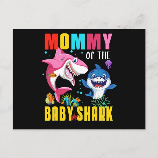 Postal De Invitación Mamá Del Bebé Tiburón Tee Birthday Grandma Shark (Anverso)