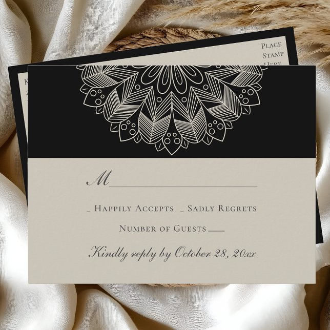 Postal De Invitación Mandala Boho Indian Elegant Wedding RSVP (Subido por el creador)