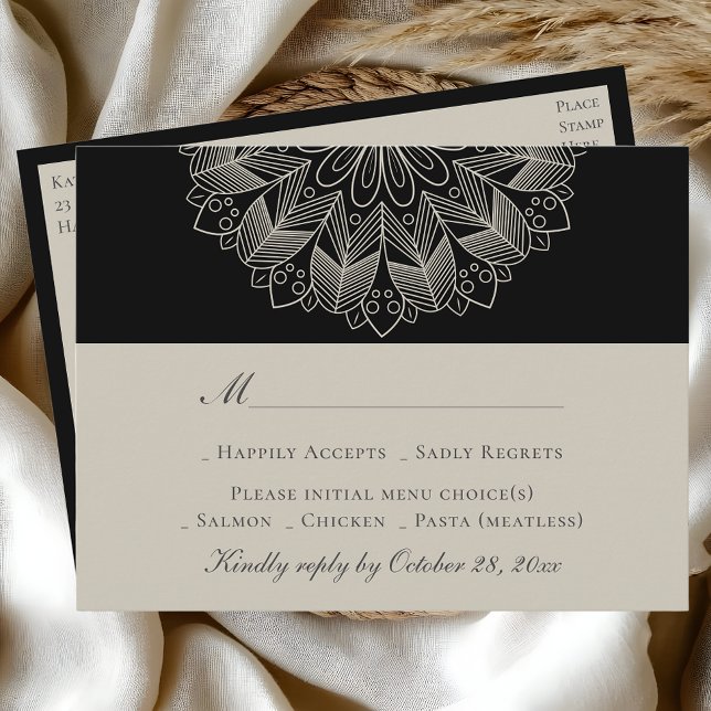 Postal De Invitación Mandala Boho Indian Elegant Wedding RSVP (Subido por el creador)