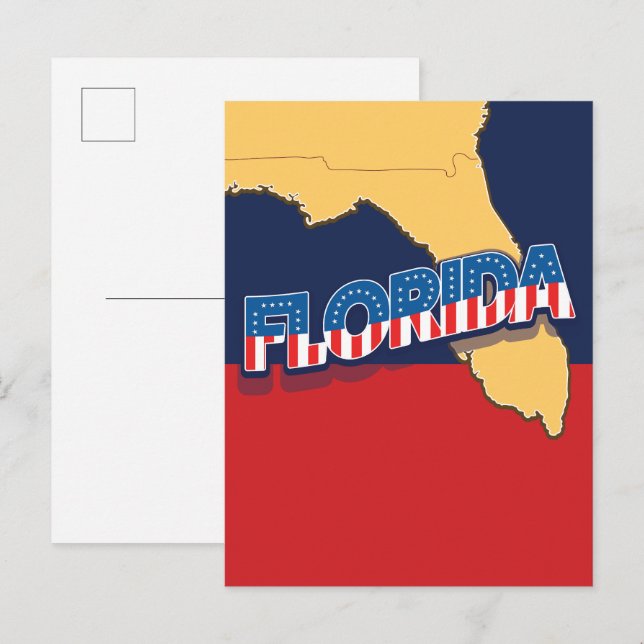 Postal De Invitación Mapa de Florida estrellas y barras (Anverso / Reverso)