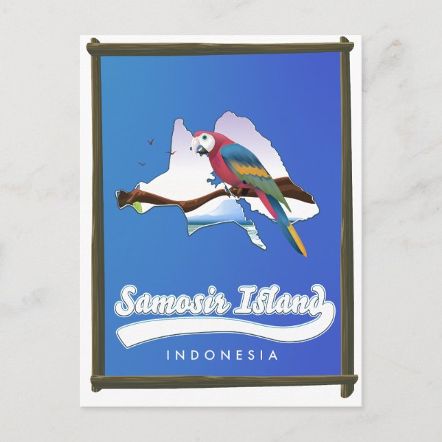 Postal De Invitación Mapa de viaje de la isla Samosir Indonesia (Anverso)