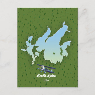 Postal De Invitación Mapa de viaje del lago Leech