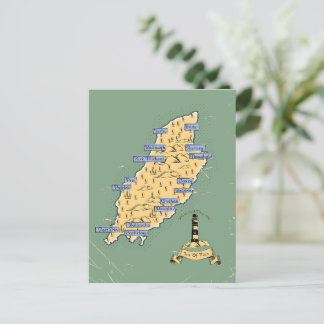 Postal De Invitación Mapa de viaje ilustrado de la Isla de Man