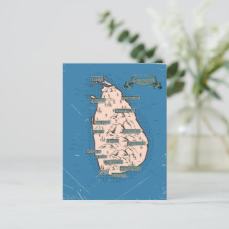 Postal De Invitación Mapa de viaje ilustrado de Sri Lanka