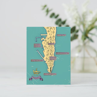 Postal De Invitación Mapa De Viajes Ilustrado De Gibraltar