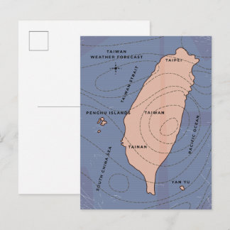 Postal De Invitación Mapa del clima al estilo de la época de Taiwán