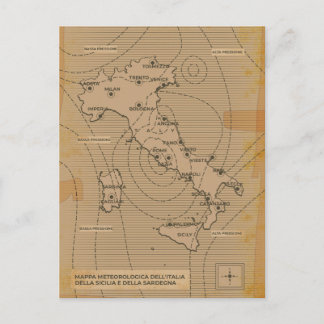 Postal De Invitación Mapa del clima vintage de Italia, Scilly y Cerdeña