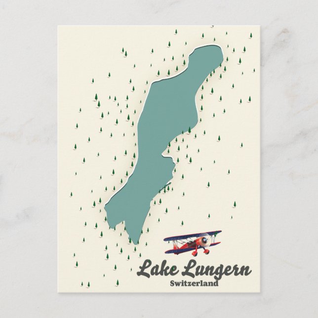 Postal De Invitación Mapa del lago Lungern Suiza (Anverso)