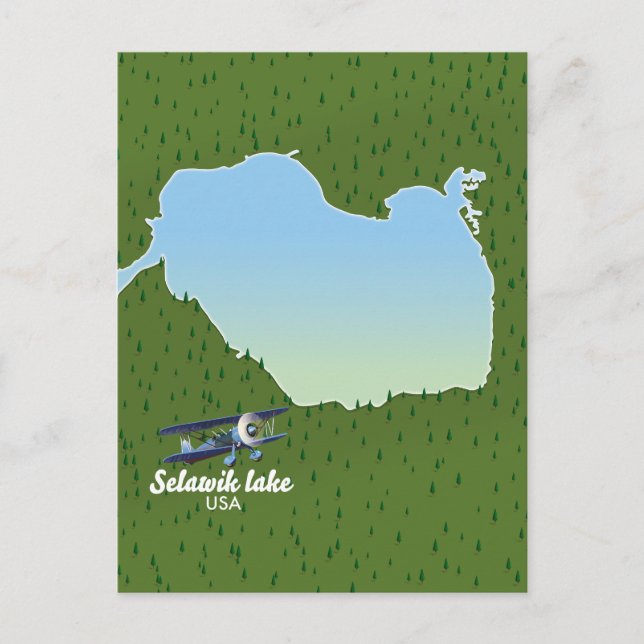 Postal De Invitación mapa del lago Selawik Alaska (Anverso)