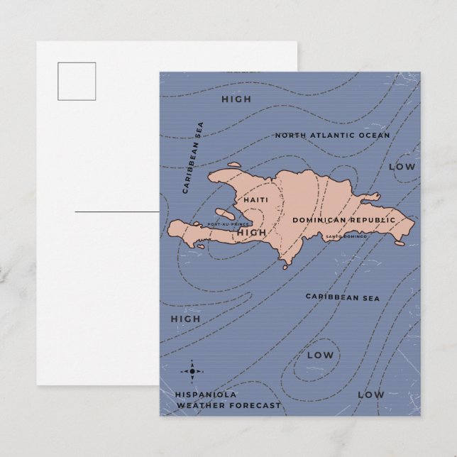 Postal De Invitación Mapa del tiempo de La Española (Anverso / Reverso)