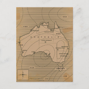 Postal De Invitación Mapa meteorológico antiguo de Australia