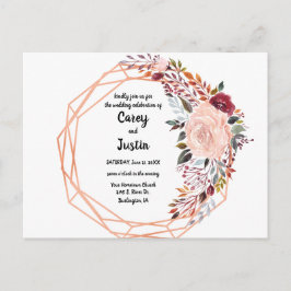 Postal De Invitación Marco de oro floral geométrico boda