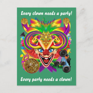 Postal De Invitación Mardi Gras Clown View Notes