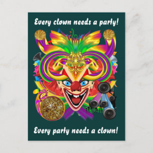 Postal De Invitación Mardi Gras Clown View Notes