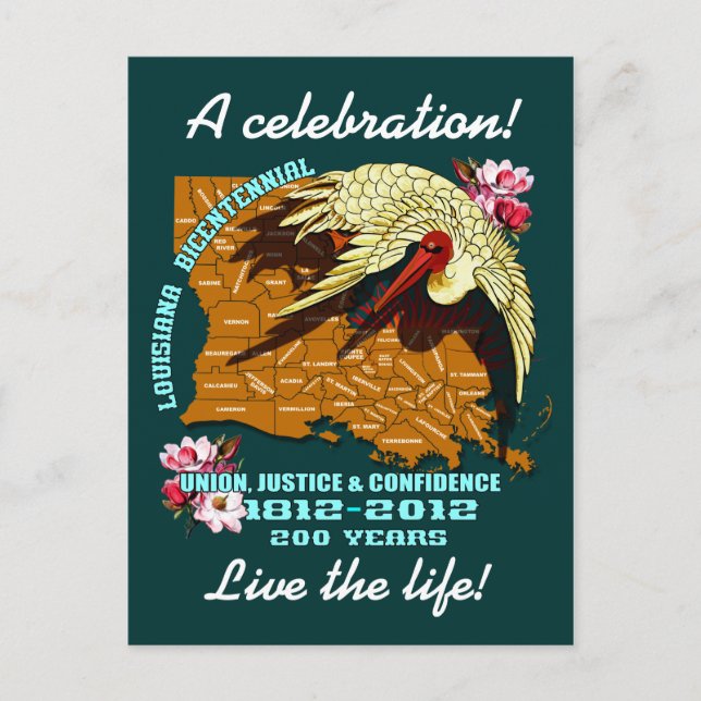 Postal De Invitación Mardi Gras Louisiana Fiesta del Bicentenario Véase (Anverso)