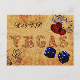 Postal De Invitación marina blue dice Vintage Vegas boda rsvp