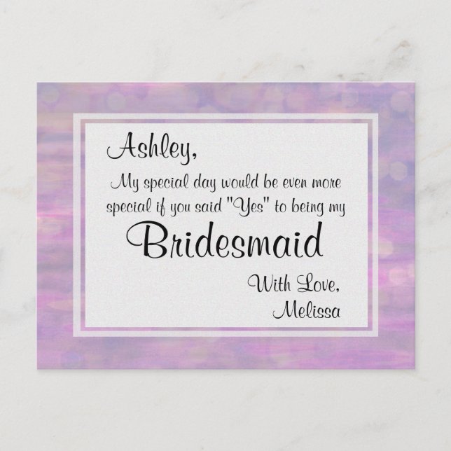 Postal De Invitación Mariposa - ¿Serás Mi dama de honor? (Anverso)