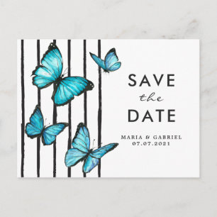 Postal De Invitación Mariposas acuarela azules Modernas para salvar la