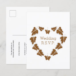 Postal De Invitación Mariposas de color chocolate Diseño Boda RSVP
