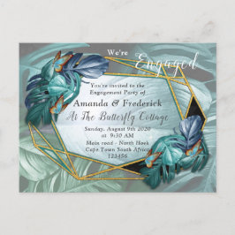 Postal De Invitación Mariposas de paraídas/salpicaduras de turquesa tro