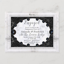 Postal De Invitación Mármol blanco y negro opulento + Esferas