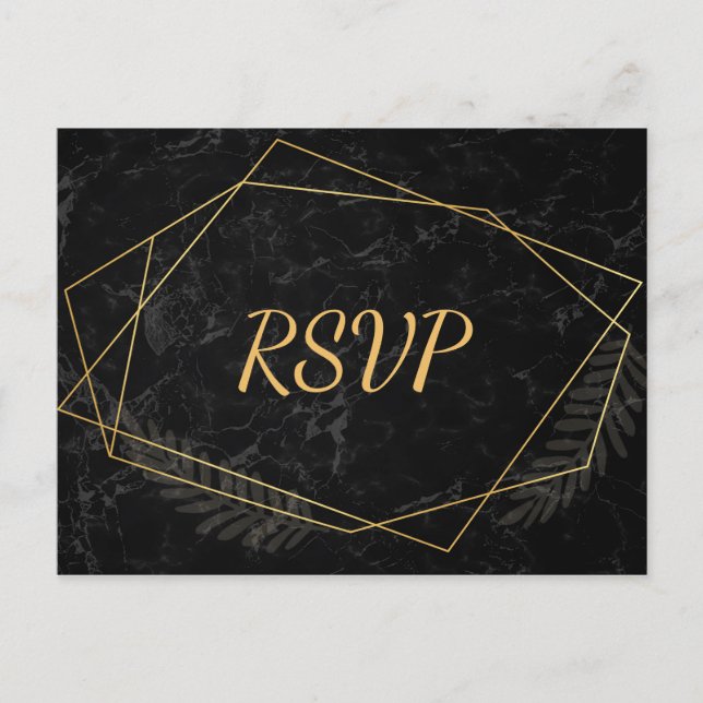 Postal De Invitación Mármol Falso Geométrico rsvp (Anverso)