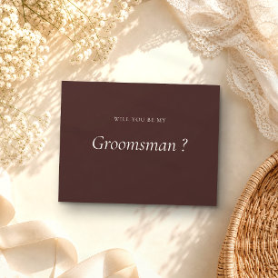 Postal De Invitación Marrón Chocolate Formal Sé Mi Padrino de Boda