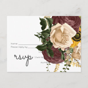 Postal De Invitación Marsala Rosas Sunflowers Boda barato de presupuest