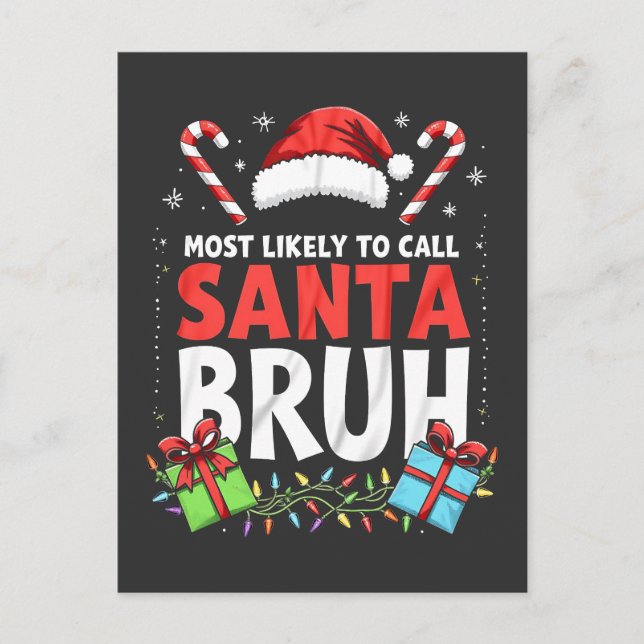 Postal De Invitación Más Probable que Llame a Santa Hermano Chistoso Na (Anverso)