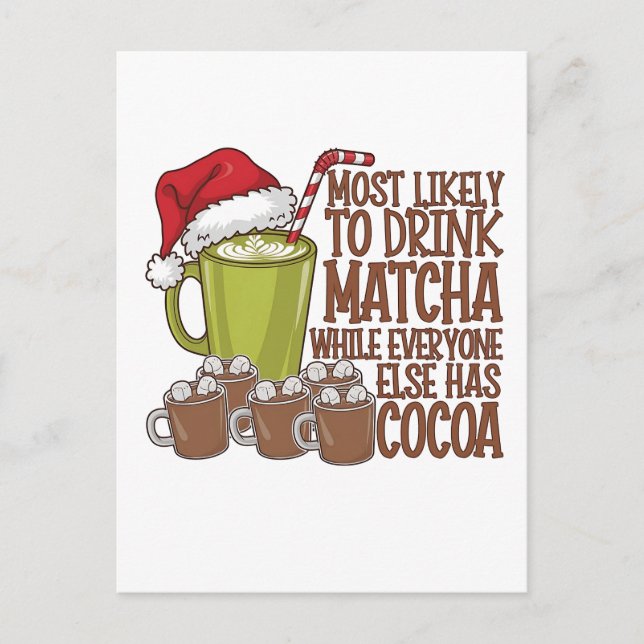 Postal De Invitación Más Propenso a Beber Matcha y Ver Elf Xmas  (Anverso)