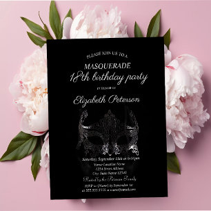 Postal De Invitación Máscara de plata Máscarada Cumpleaños 18