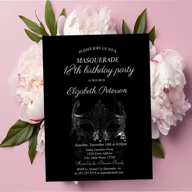 Postal De Invitación Máscara de plata Máscarada Cumpleaños 18 (Subido por el creador)