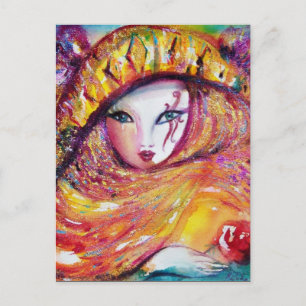 Postal De Invitación MÁSCARA EN AMARILLO Fiesta de Disfraces de Máscara