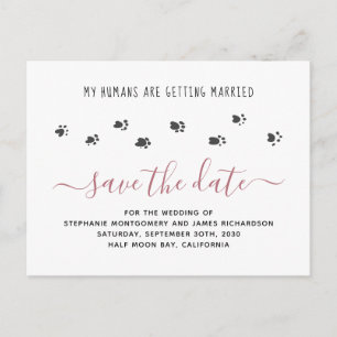 Postal De Invitación Mascota Boda Humanos se casan y salvan la fecha