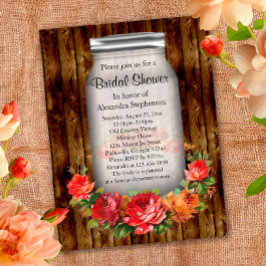 Postal De Invitación Mason Jar Flower Wreath Brillante