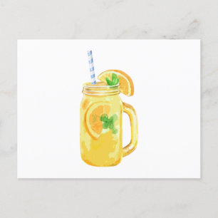 Postal De Invitación Mason Jar Summer Sun Ice Tea En Acuarela