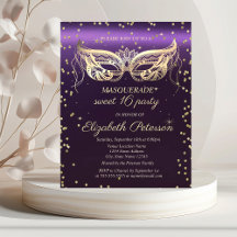 Masquerade Gold Diamantes Purpura Sweet 16