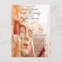 Postal De Invitación Masquerade Moda Masque Sweet 16 I