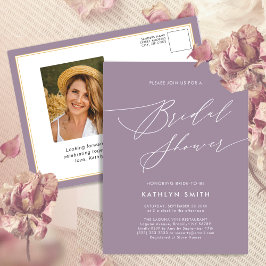 Postal De Invitación Mauve Purple Elegant Script Moderno Ducha Nodal