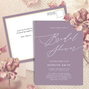Postal De Invitación Mauve Purple Elegant Script Moderno Ducha Nodal