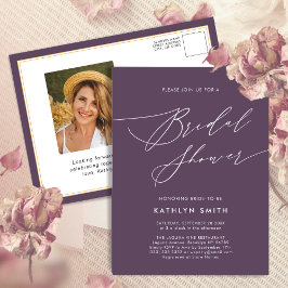 Postal De Invitación Mauve Purple Modern Minimalista Bridal Shower