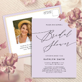 Postal De Invitación Mauve Purple Morple Moderno Script Simple Bridal S