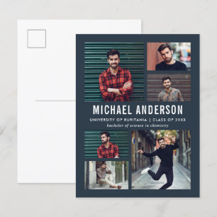 Postal De Invitación Medianoche   6 Graduación de pizarra fotográfica