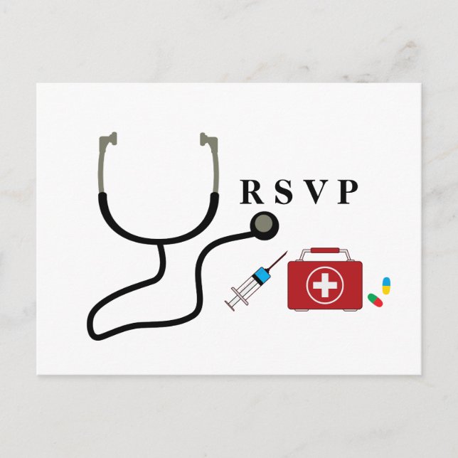 Postal De Invitación Médica, Enfermería, Rsvp médico (Anverso)