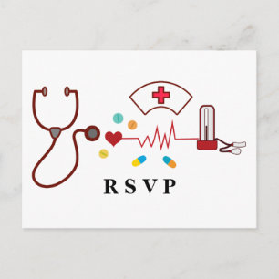 Postal De Invitación Médica, Enfermería, Rsvp médico