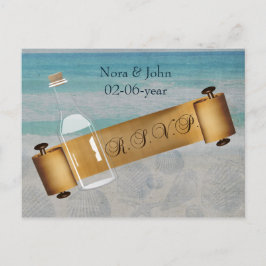 Postal De Invitación Mensaje en una botella Boda de playa