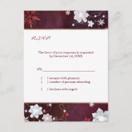 Postal De Invitación Merlot White Winter Floral Wedding RSVP