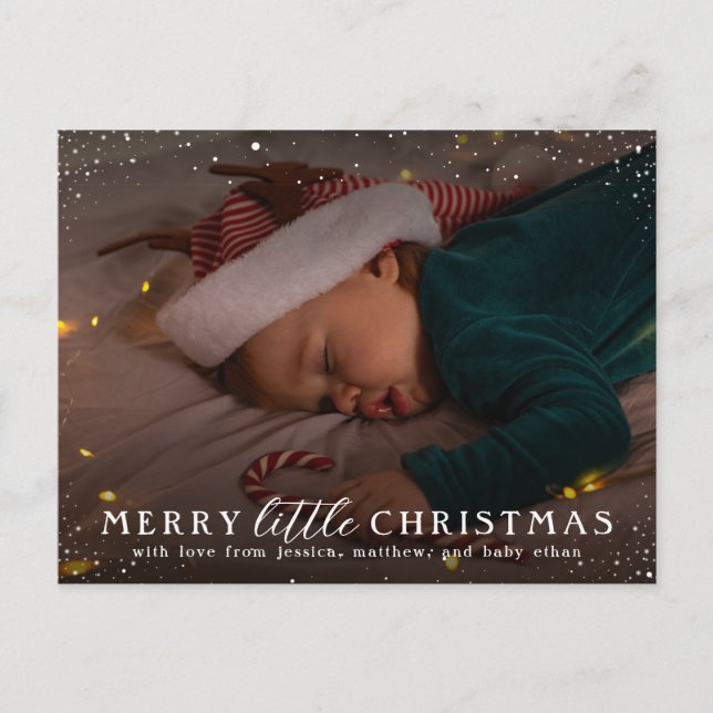 Postal De Invitación Merry Little Navidades | Foto de feriado Personali (Anverso)