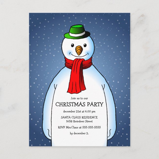 Postal De Invitación Merry Snowman (Anverso)