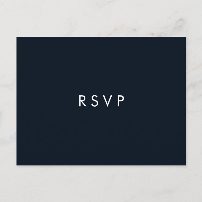 Postal De Invitación Minimal chic Azul oscuro | Elección de comida RSVP (Anverso)